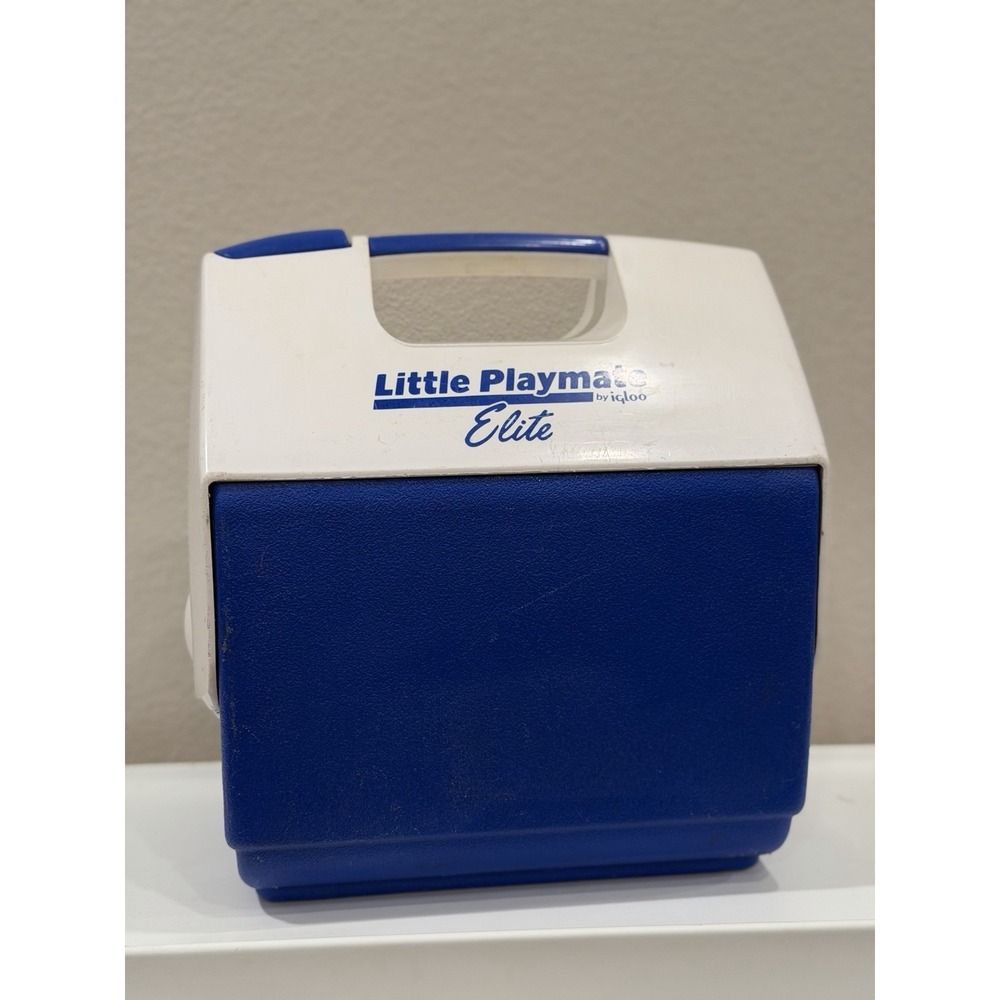 Vintage Igloo Little Playmate Elite Blue White Mini Cooler Lunch Box Retro USA